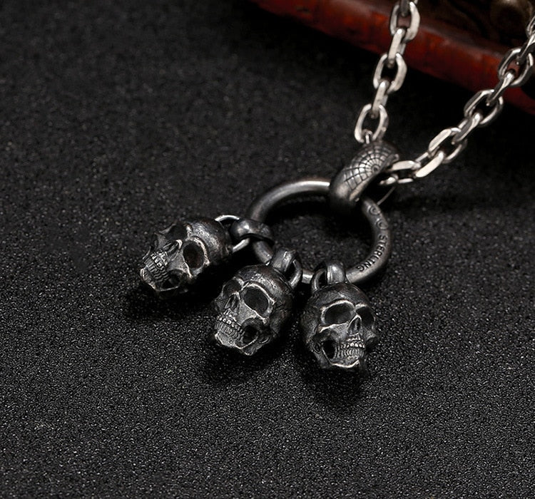 925 Sterling Silver Black Skull Pendant