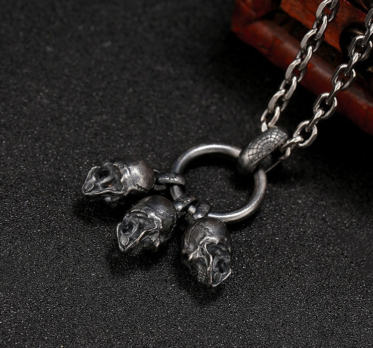 925 Sterling Silver Black Skull Pendant