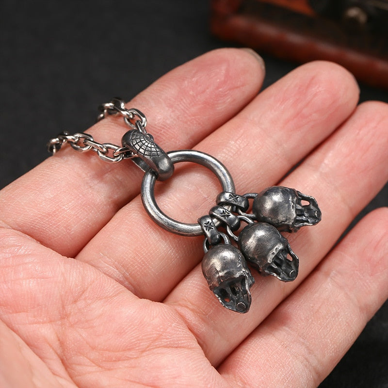 925 Sterling Silver Black Skull Pendant
