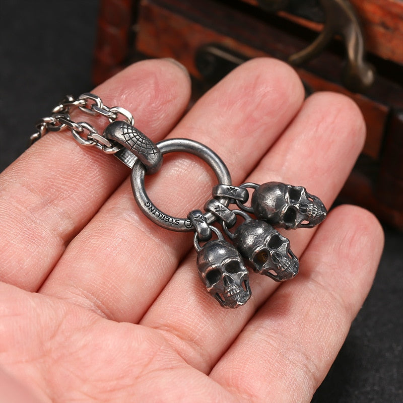 925 Sterling Silver Black Skull Pendant