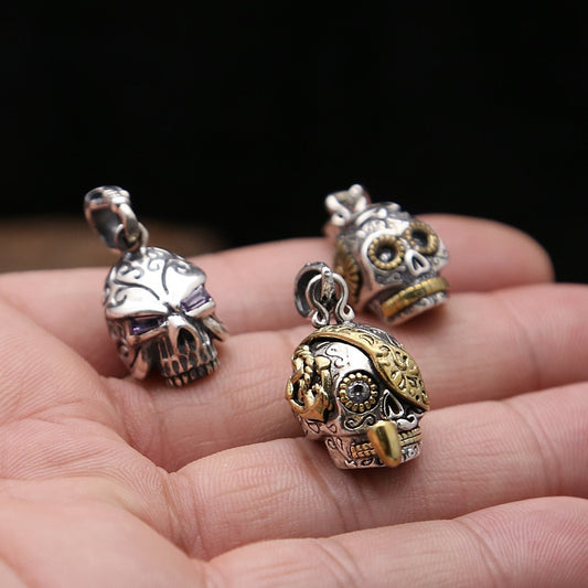 925 Sterling Silver Vintage Skull Pendants