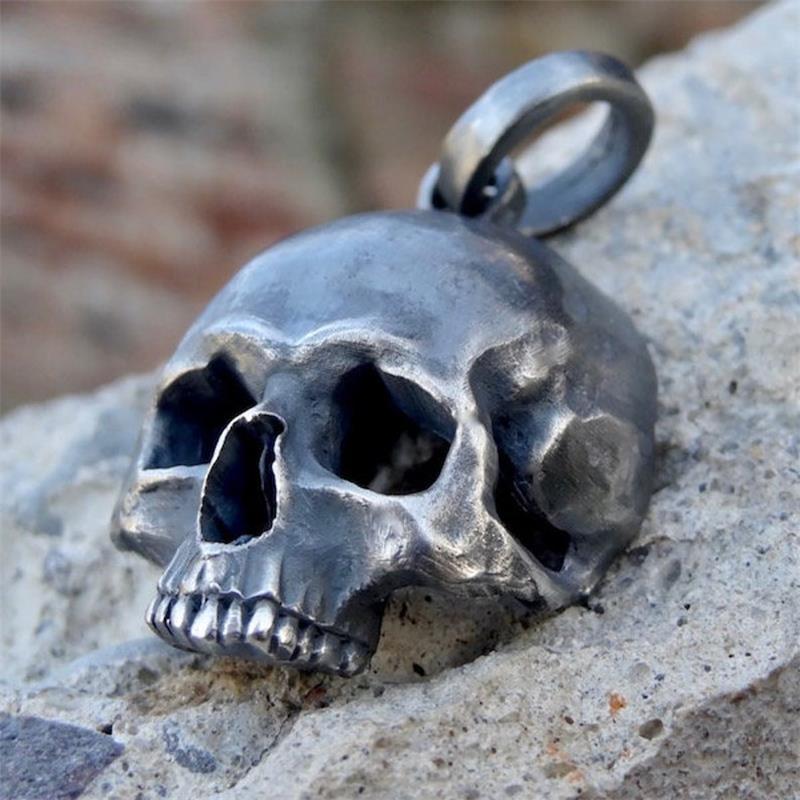 Unique 316L Stainless SteelBlack Skull Pendant Necklace