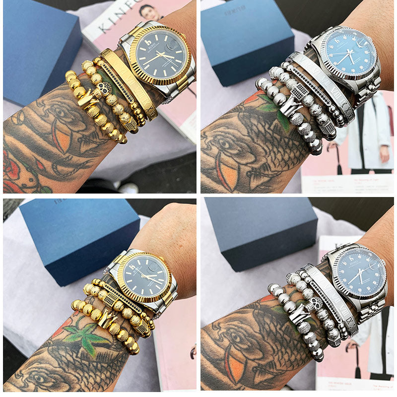 Charm Crown Skull Bracelet Set