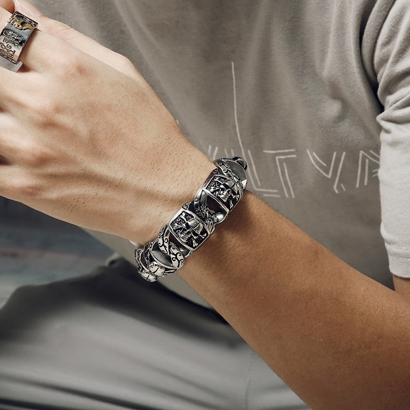 Unique Stainless Steel Gothic Men Skull Bracelets
