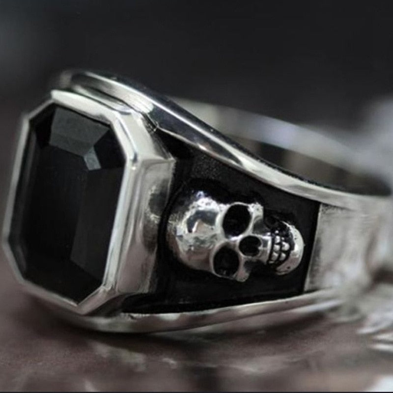 Black Cubic Zirconia Skull RIng