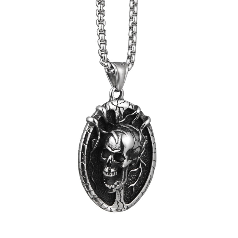 Gothic Skull Cross Pendant Necklace