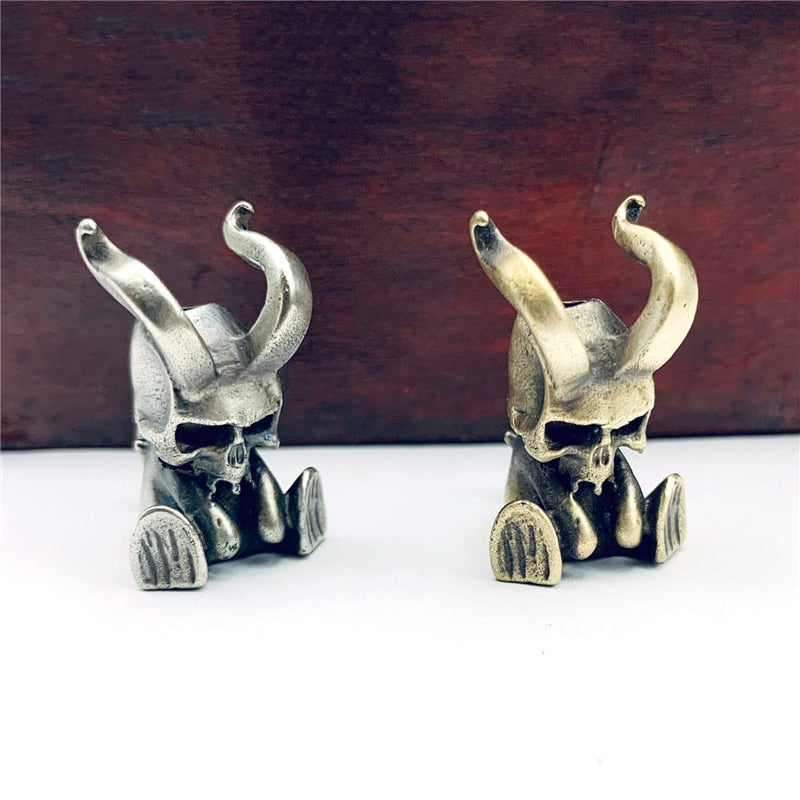 Vintage Brass Death Devil Skull Pendants