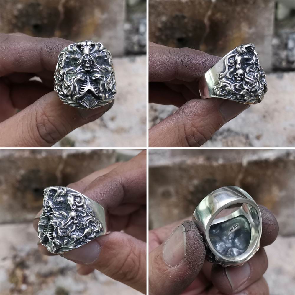 925 Sterling Silver Dark Banshee Skull Ring