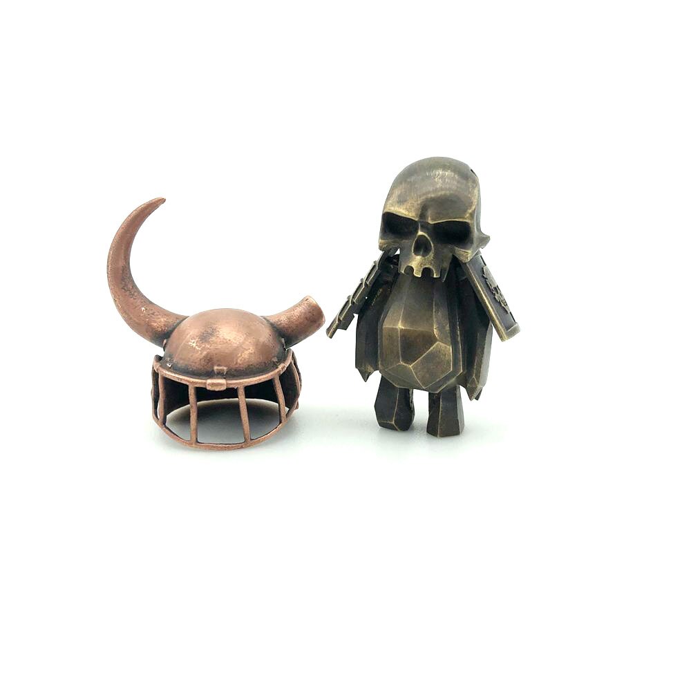 Brass Viking Warrior Skull Figure