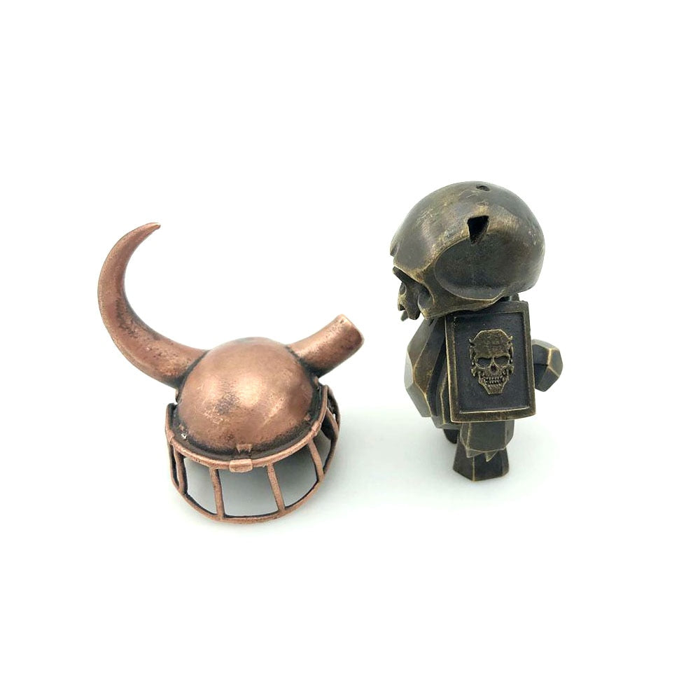 Brass Viking Warrior Skull Figure