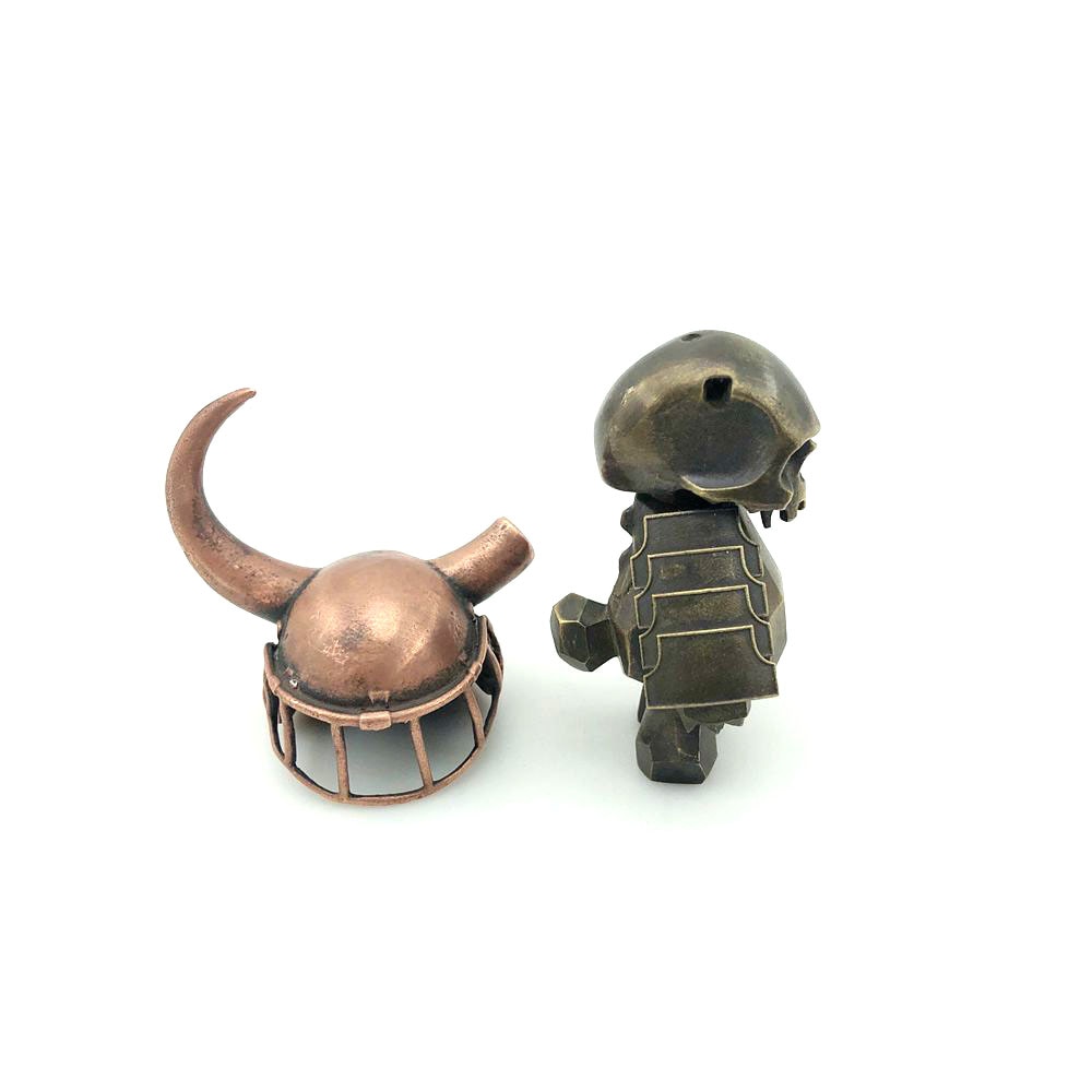 Brass Viking Warrior Skull Figure