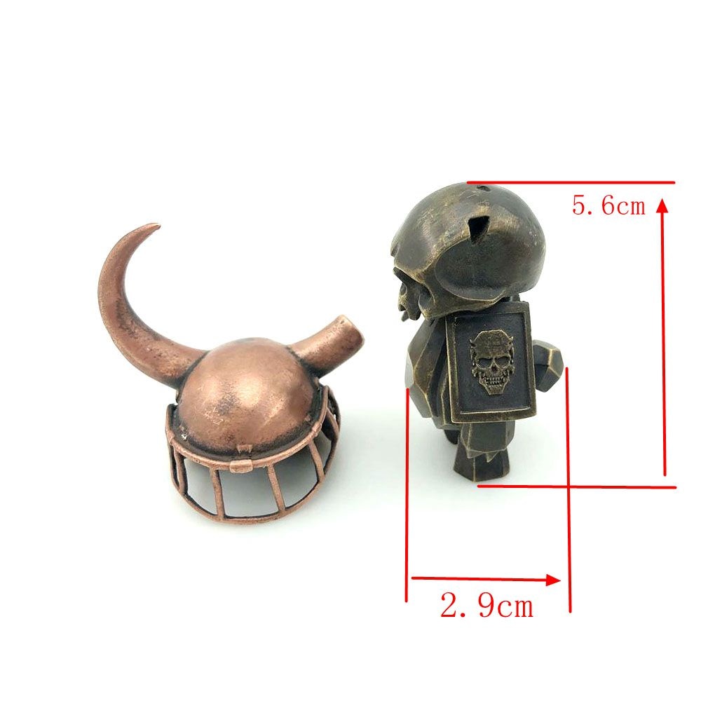 Brass Viking Warrior Skull Figure