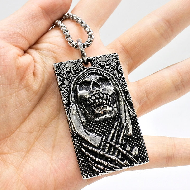 3D Skull Dog Tag Pendant Necklaces
