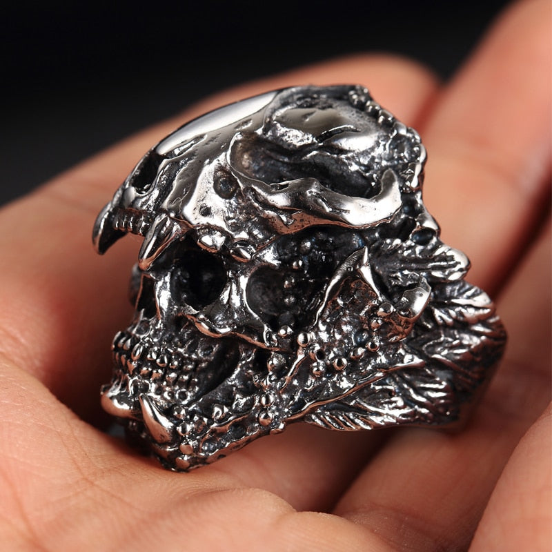 Vintage Indian Jaguar Warrior Skull Stainless Steel Men's Biker Ring - Gothic Punk Jewelry. Badass gifts for badass. Badass birthday gifts. Badass Christmas gifts for badasses. Badass skull accessories. Valentine gifts for him. Anniversary gift for him. Anniversary gift for my badass husband. Badass Birthday gift for my badass boyfriend. Badass Birthday gift for my badass husband.