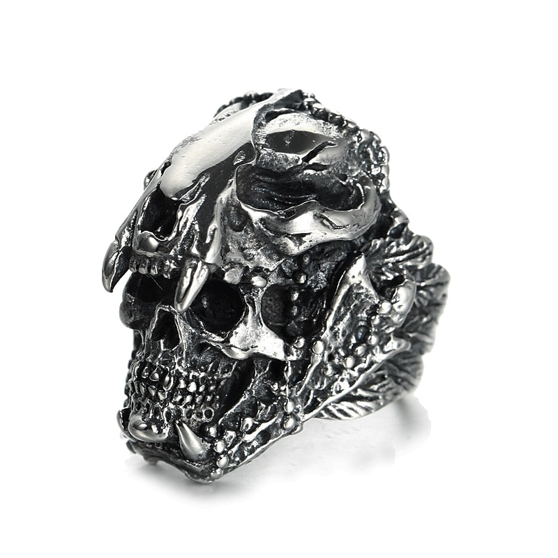 Vintage Indian Jaguar Warrior Skull Stainless Steel Men's Biker Ring - Gothic Punk Jewelry. Badass gifts for badass. Badass birthday gifts. Badass Christmas gifts for badasses. Badass skull accessories. Valentine gifts for him. Anniversary gift for him. Anniversary gift for my badass husband. Badass Birthday gift for my badass boyfriend. Badass Birthday gift for my badass husband.