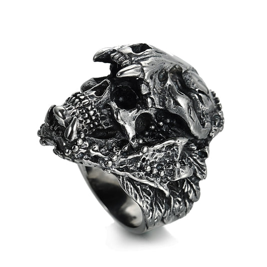 Vintage Indian Jaguar Warrior Skull Stainless Steel Men's Biker Ring - Gothic Punk Jewelry. Badass gifts for badass. Badass birthday gifts. Badass Christmas gifts for badasses. Badass skull accessories. Valentine gifts for him. Anniversary gift for him. Anniversary gift for my badass husband. Badass Birthday gift for my badass boyfriend. Badass Birthday gift for my badass husband.