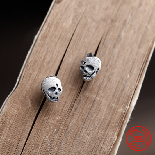 925 Sterling Silver X Gothic Skull Earrings