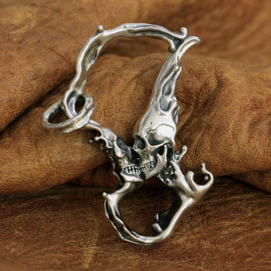 925 Sterling Silver Kissing Skull Pendant