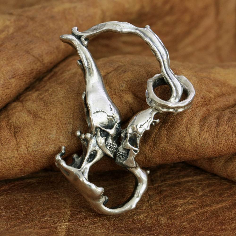 925 Sterling Silver Kissing Skull Pendant