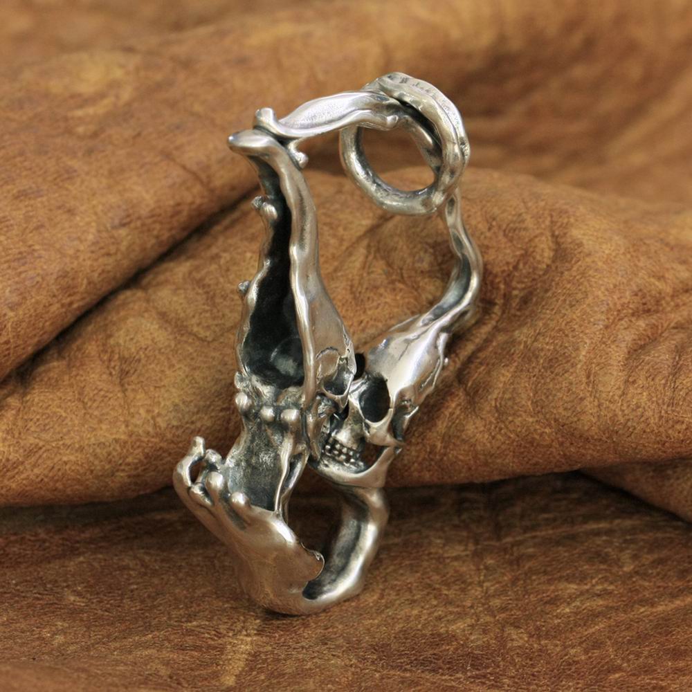 925 Sterling Silver Kissing Skull Pendant