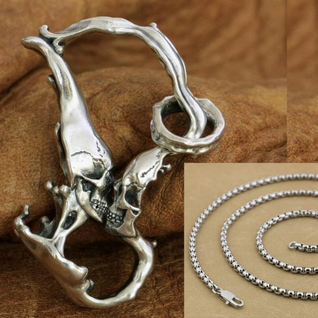 925 Sterling Silver Kissing Skull Pendant