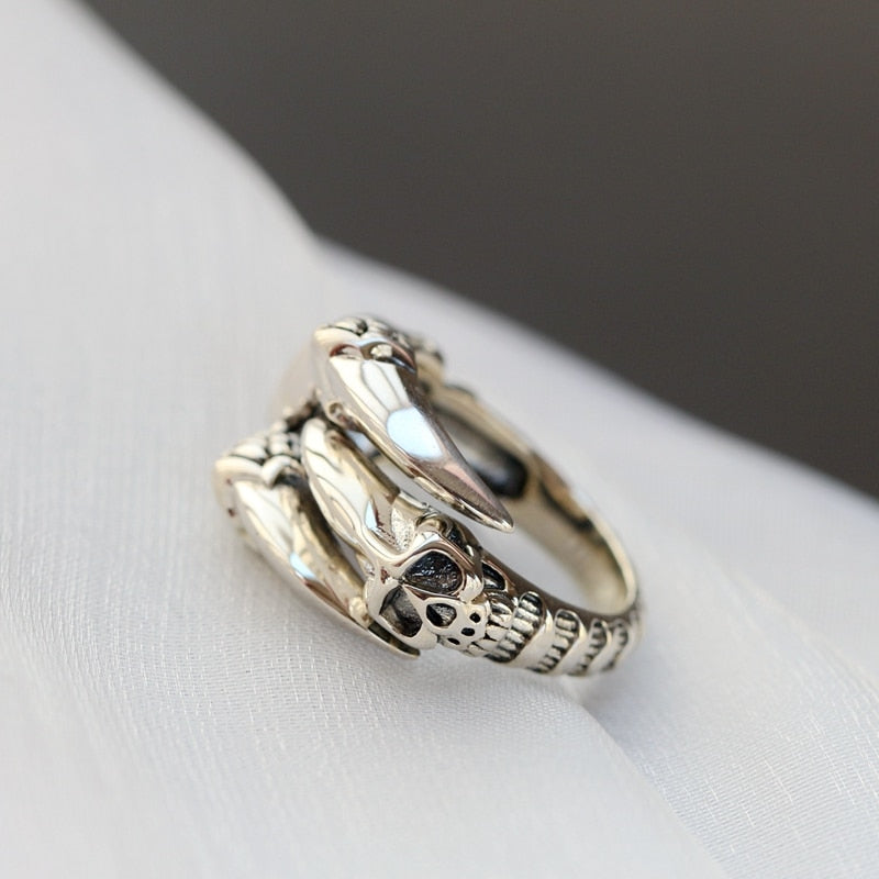 Resizable 925 Sterling Silver Death Skull Ring
