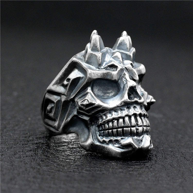 Fighter Carved Skull Ring - Badass Skull Ring
