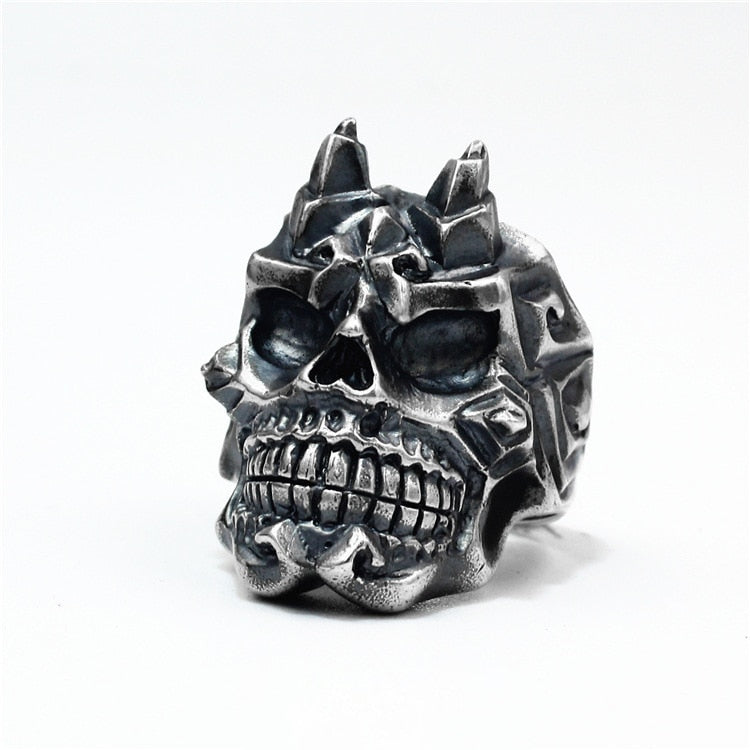 Fighter Carved Skull Ring - Badass Skull Ring