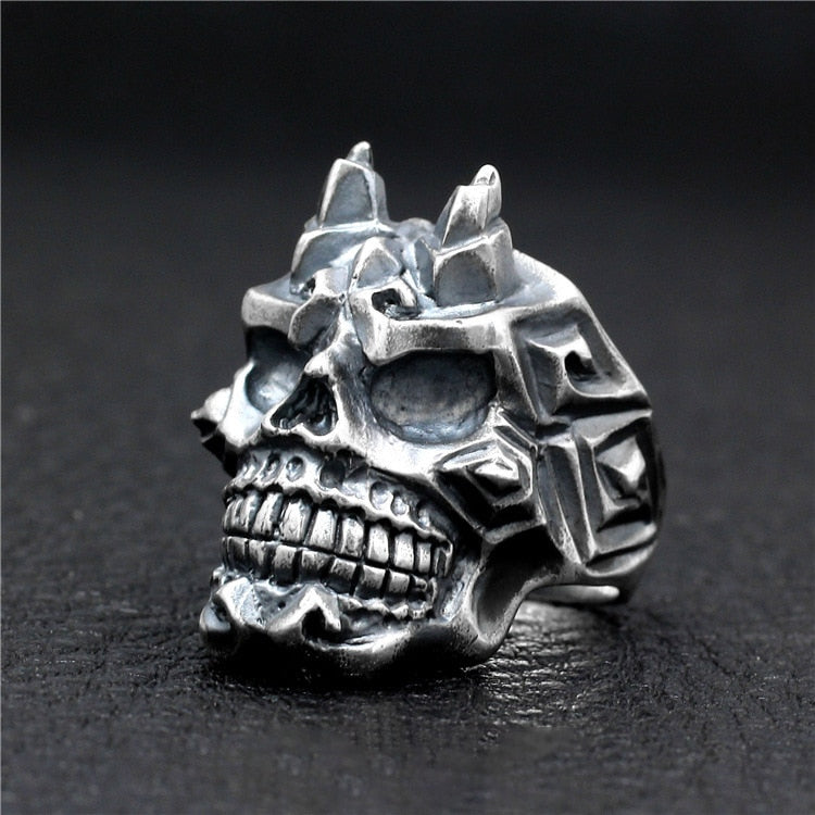 Fighter Carved Skull Ring - Badass Skull Ring