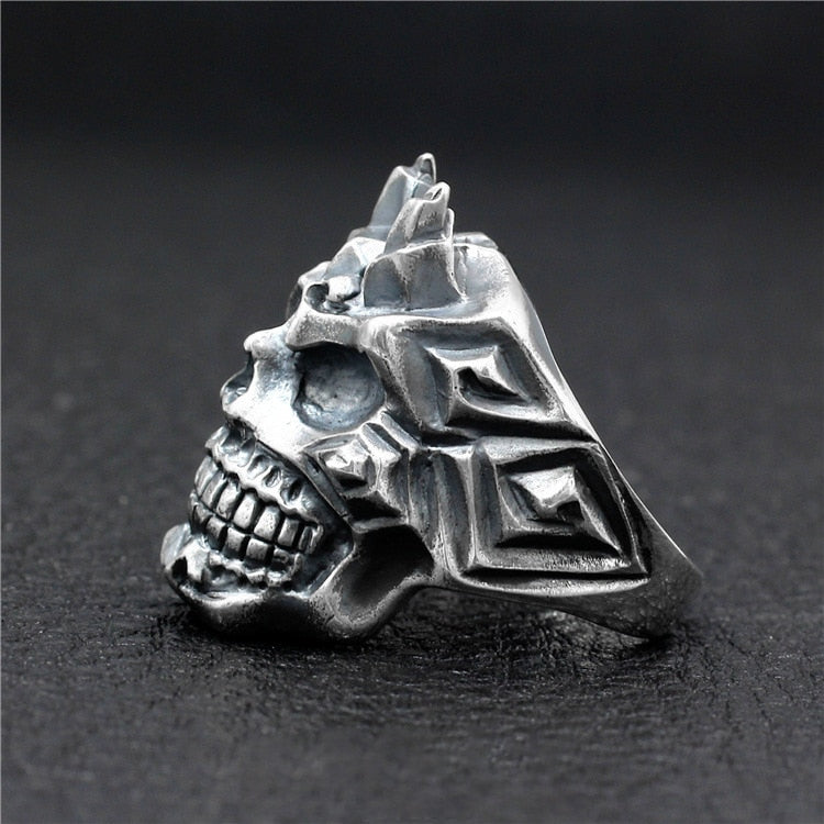 Fighter Carved Skull Ring - Badass Skull Ring