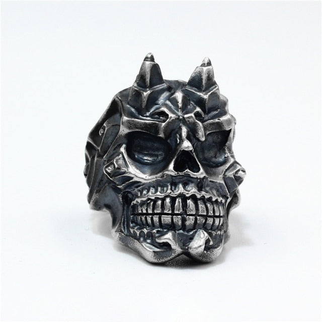 Fighter Carved Skull Ring - Badass Skull Ring