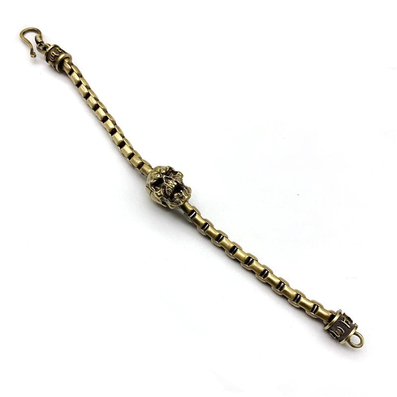 Lucky Mantra Brass Vintage Skull Bracelet