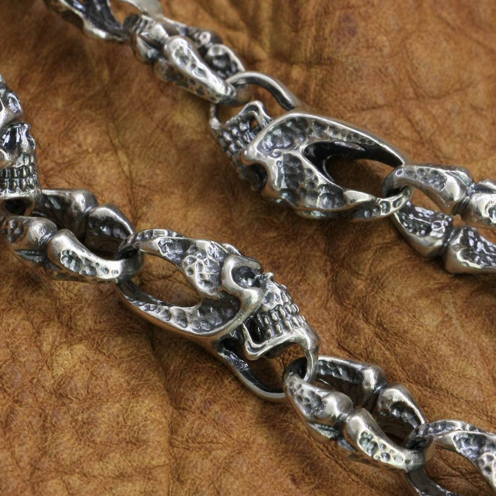 925 Sterling Silver Huge Biker Skull Wallet KeyChain