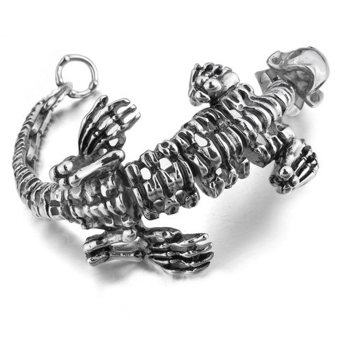 Stainless Steel Silver Skull Saber-toothed Tiger Bracelet Cuff