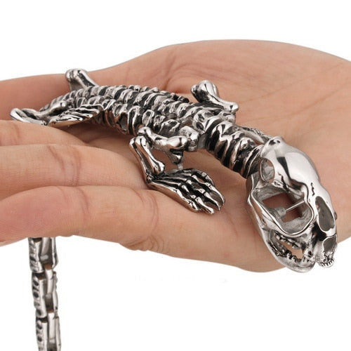 Stainless Steel Silver Skull Saber-toothed Tiger Bracelet Cuff