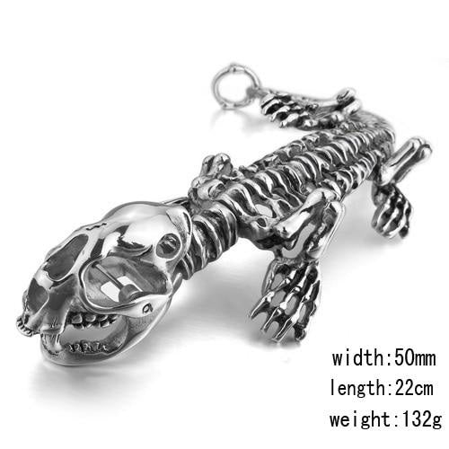 Stainless Steel Silver Skull Saber-toothed Tiger Bracelet Cuff
