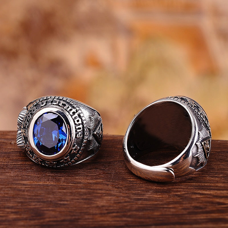 Vintage CZ Stone Goat Horn Skull Ring