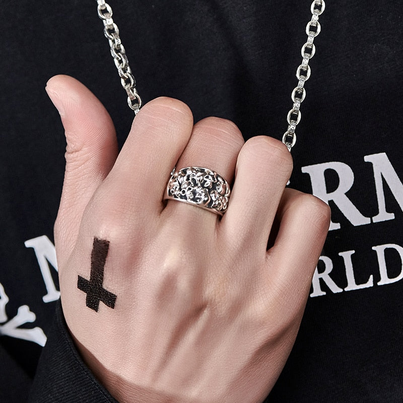 Solid 925 Sterling Silver Charm Skull Ring