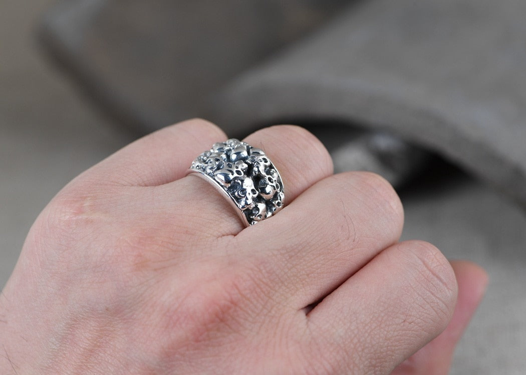 Solid 925 Sterling Silver Charm Skull Ring