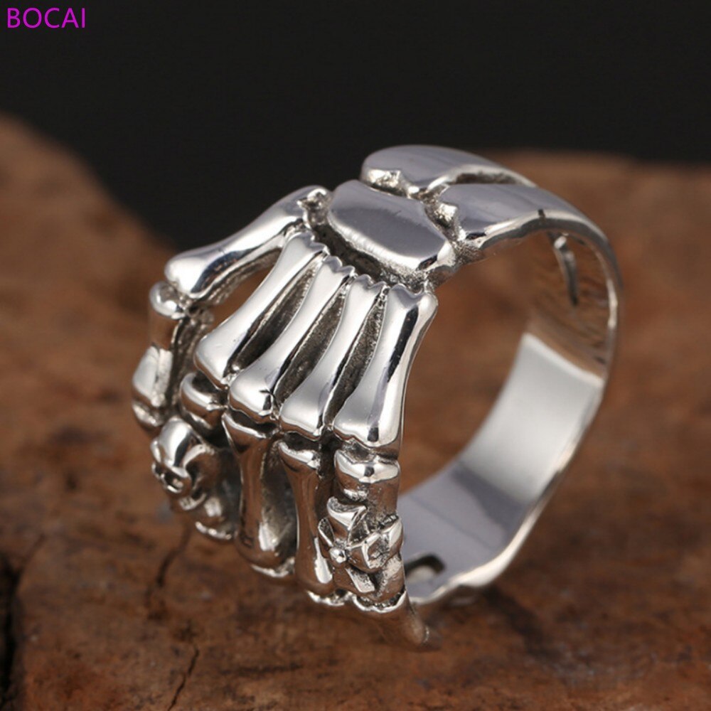 925 Sterling Silver Ghost Hand Skull Ring