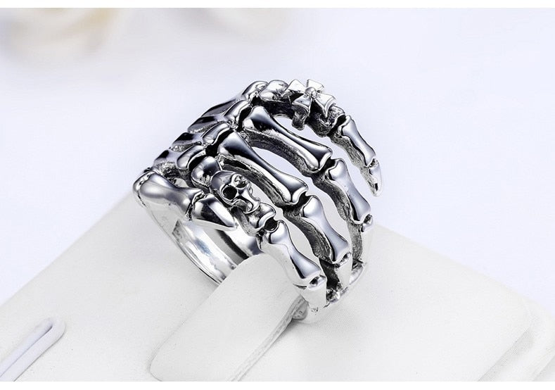 925 Sterling Silver Ghost Hand Skull Ring