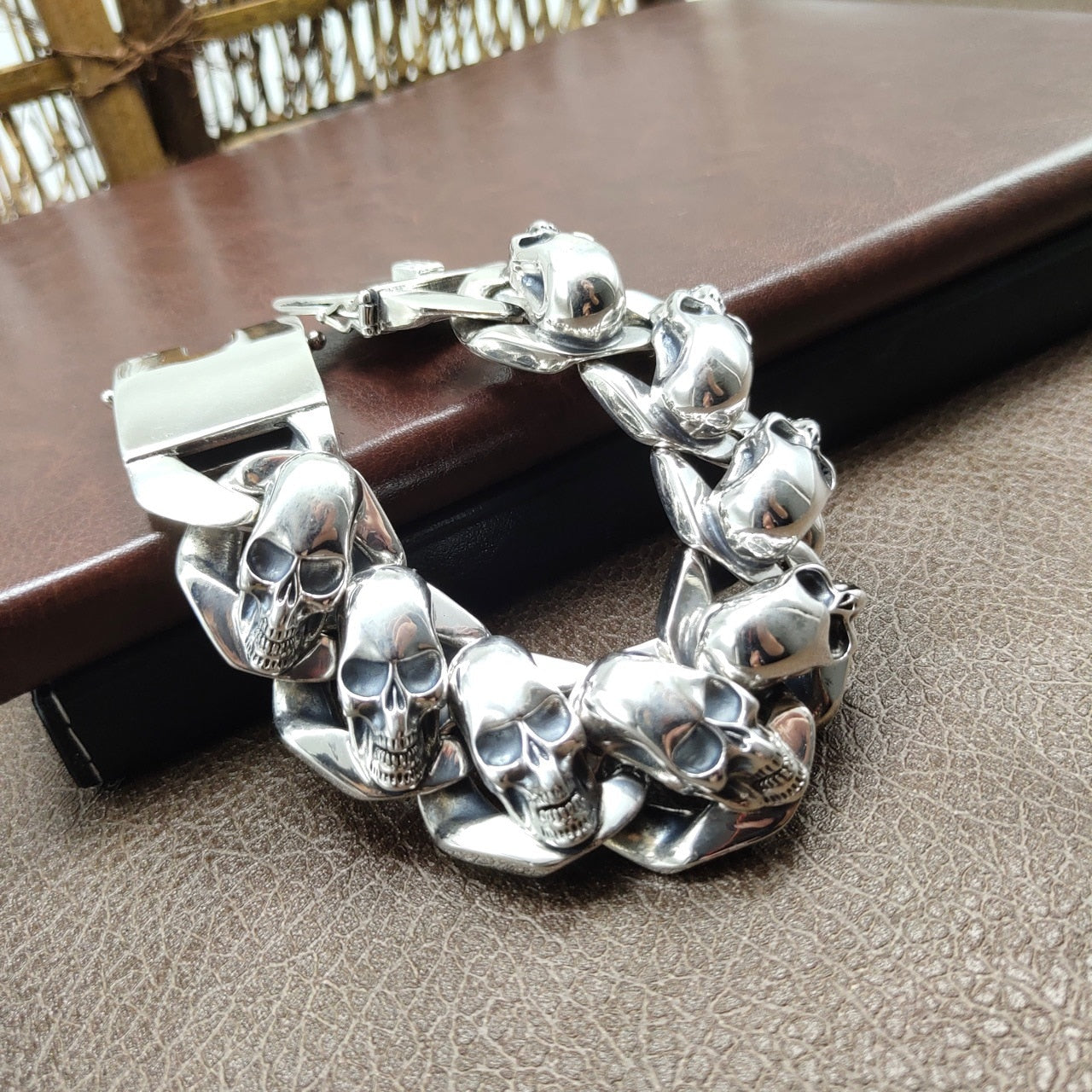 Solid 925 Pure Silver Biker Skull Bracelet. Badass bracelet for men. Cool gift for cool man. Badass gift for bikers. Badass jewelry. Badass biker skull jewelry. Badass skulll accessories. Badass gift for badass. Badass skull accessories. Badass skull jewelry. Christmas gift for badass. Christmas gift for bikers. Christmas gifts for tattoo artists.