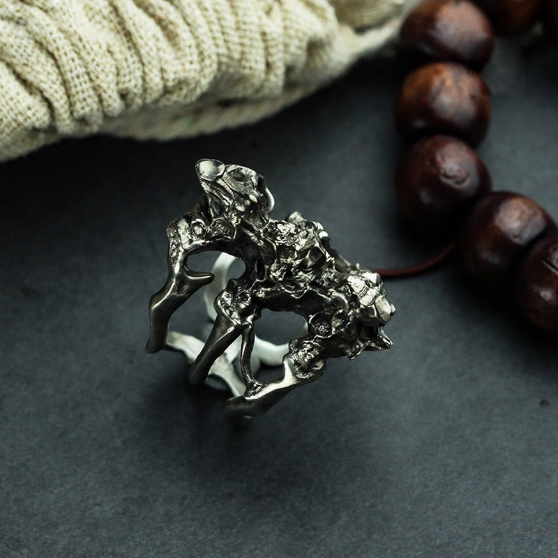 925 Sterling Silver Skull Spinal Bone Ring