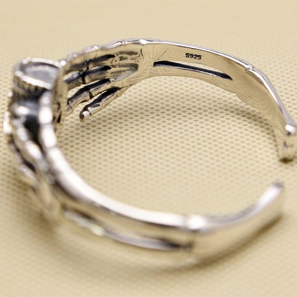 Handcrafted 925 Sterling Silver Skull Skeleton Bangle