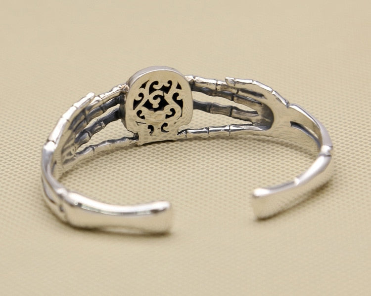 Handcrafted 925 Sterling Silver Skull Skeleton Bangle