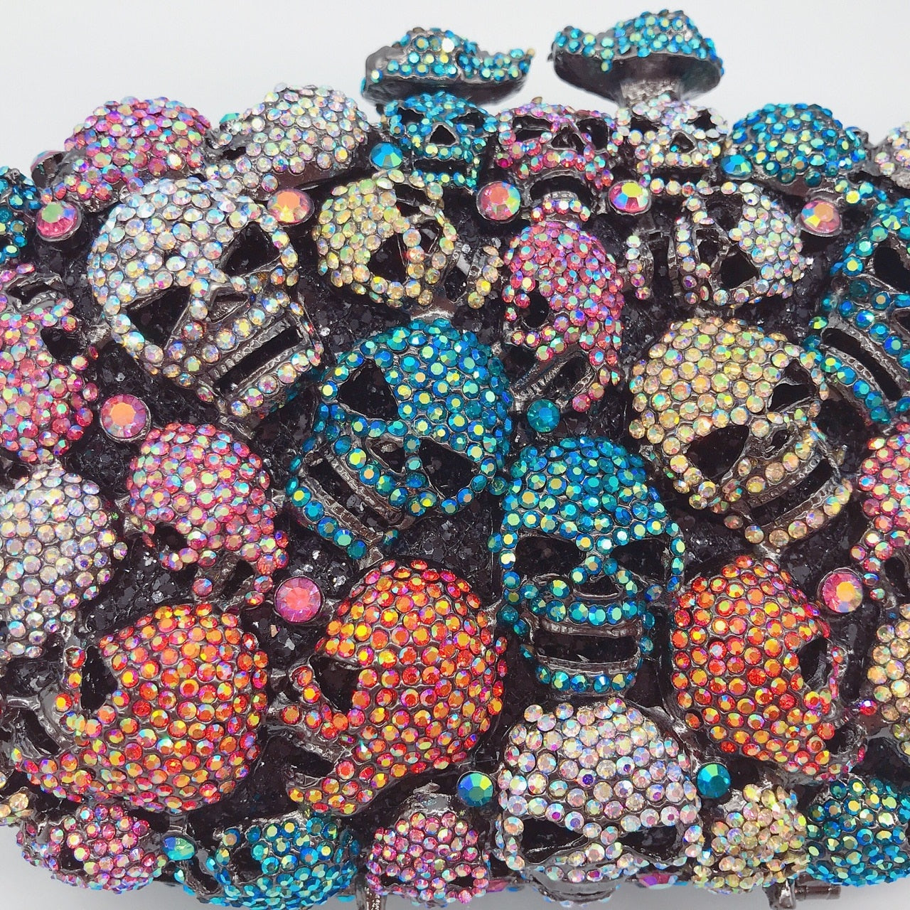 Skull Kisslock Crystal Evening Clutch Bags