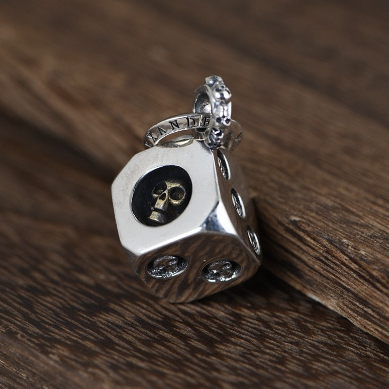 925 Silver Punk Rock Skull Dice Man Pendant