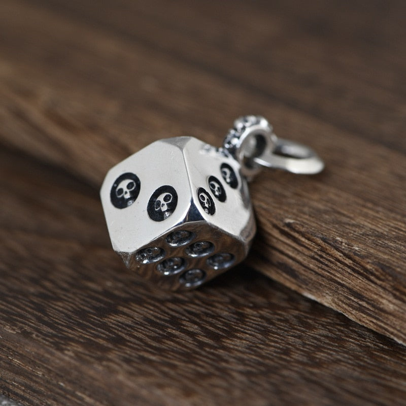925 Silver Punk Rock Skull Dice Man Pendant