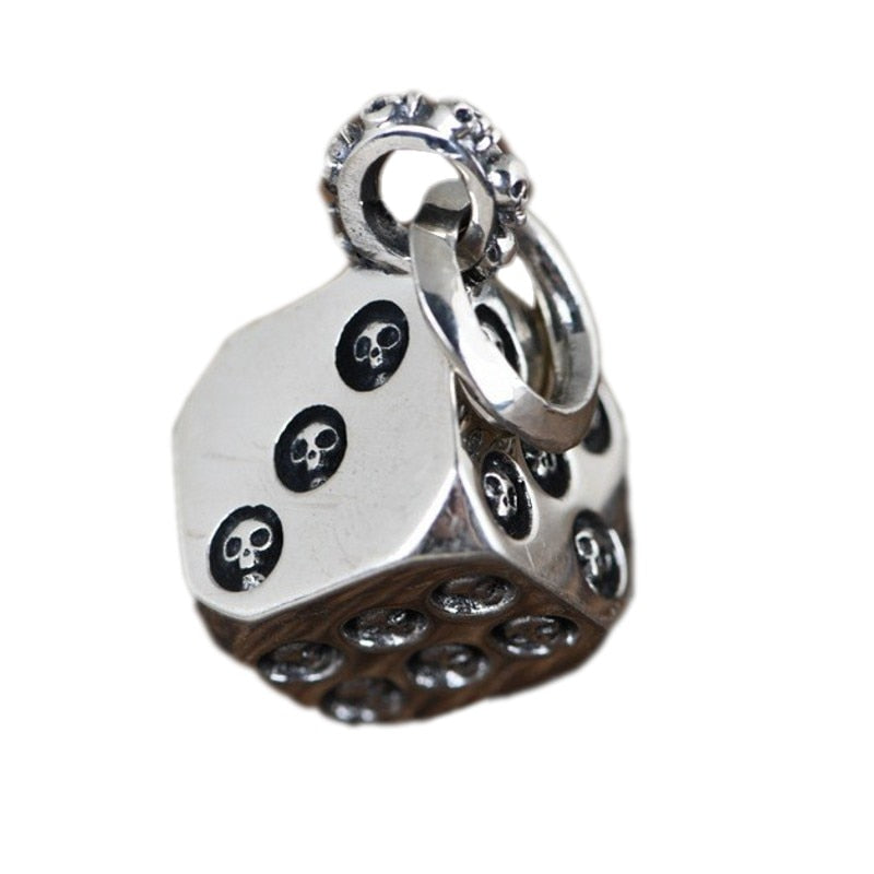 925 Silver Punk Rock Skull Dice Man Pendant