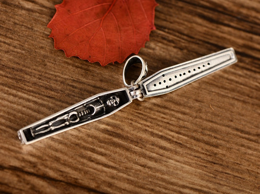 925 sterling Silver Skull Coffin Pendant